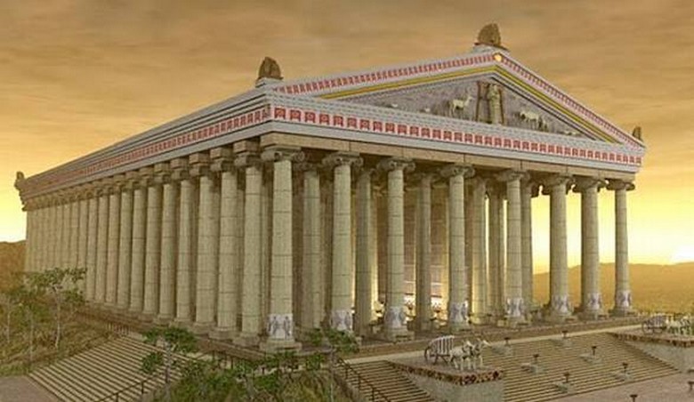 Mô hình phục dựng đền Artemis với hàng trăm cột đá cẩm thạch thời hoàng kim